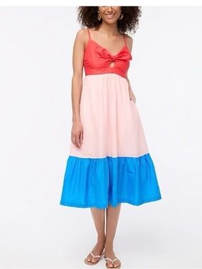 J Crew Women’s Americana Sail Colorblock Lined Tie Dress